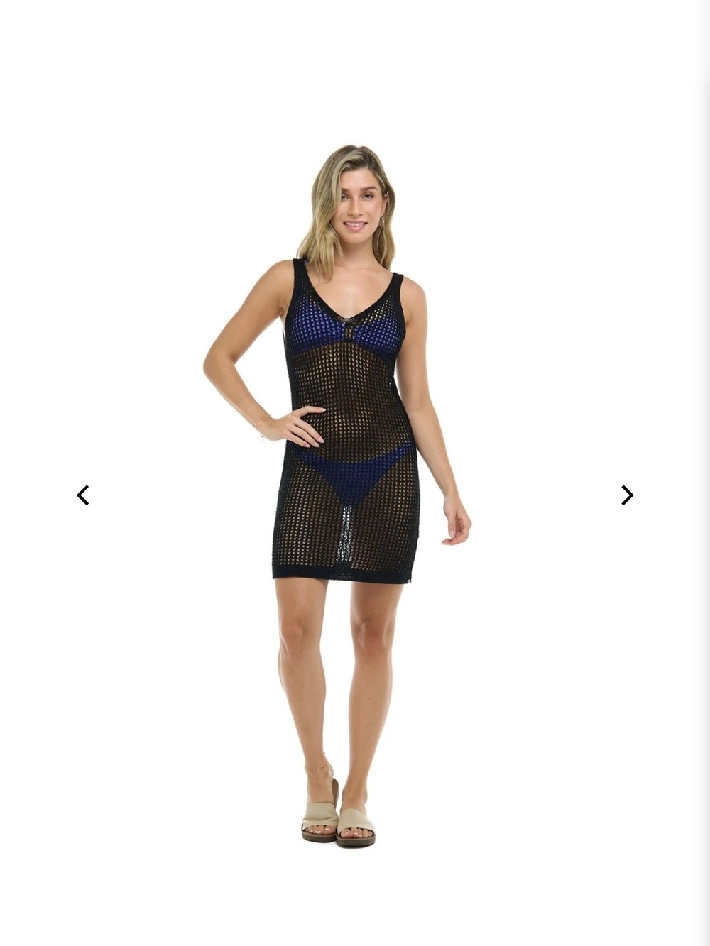 Eidon Black Open-Knit Swim Coverup Dress